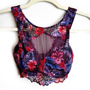 Victoria's Secret PINK Lace bralette purple, blue, pink florals size: XS